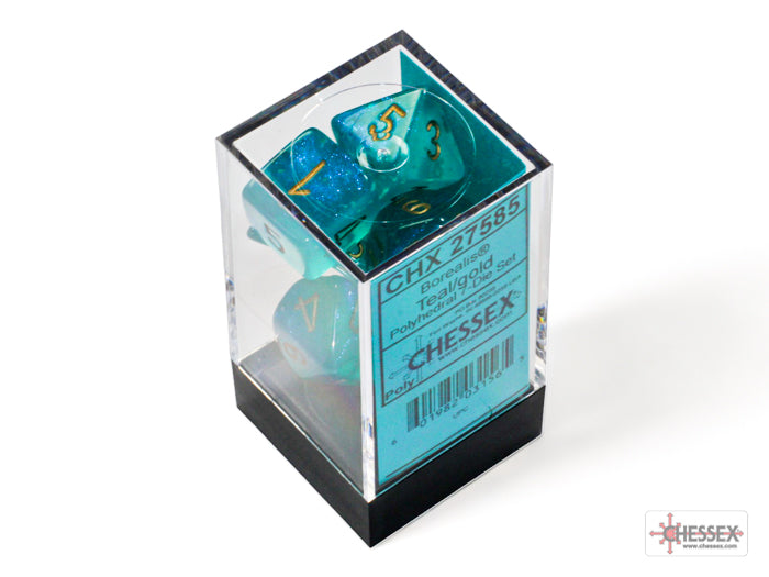 Chessex Borealis Teal/Gold Polyhedral Dice