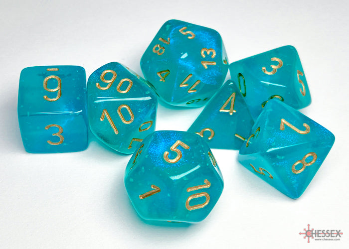 Chessex Borealis Teal/Gold Polyhedral Dice