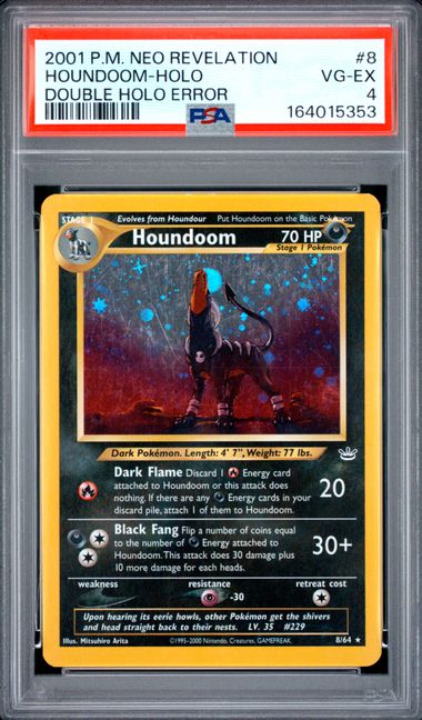 Houndoom - Double Holo Error 8/64 Neo Revelation PSA 4 164015353