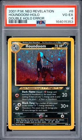 Houndoom - Double Holo Error 8/64 Neo Revelation PSA 4 164015353