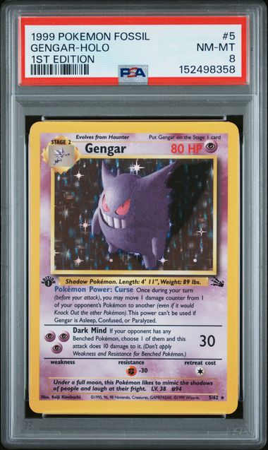 Gengar 5/62 1st Edition Fossil PSA 8 152498358