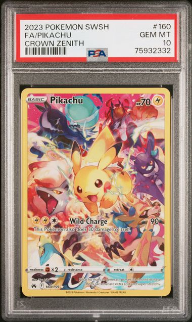 Pikachu 160/159 Crown Zenith PSA 10 75932332