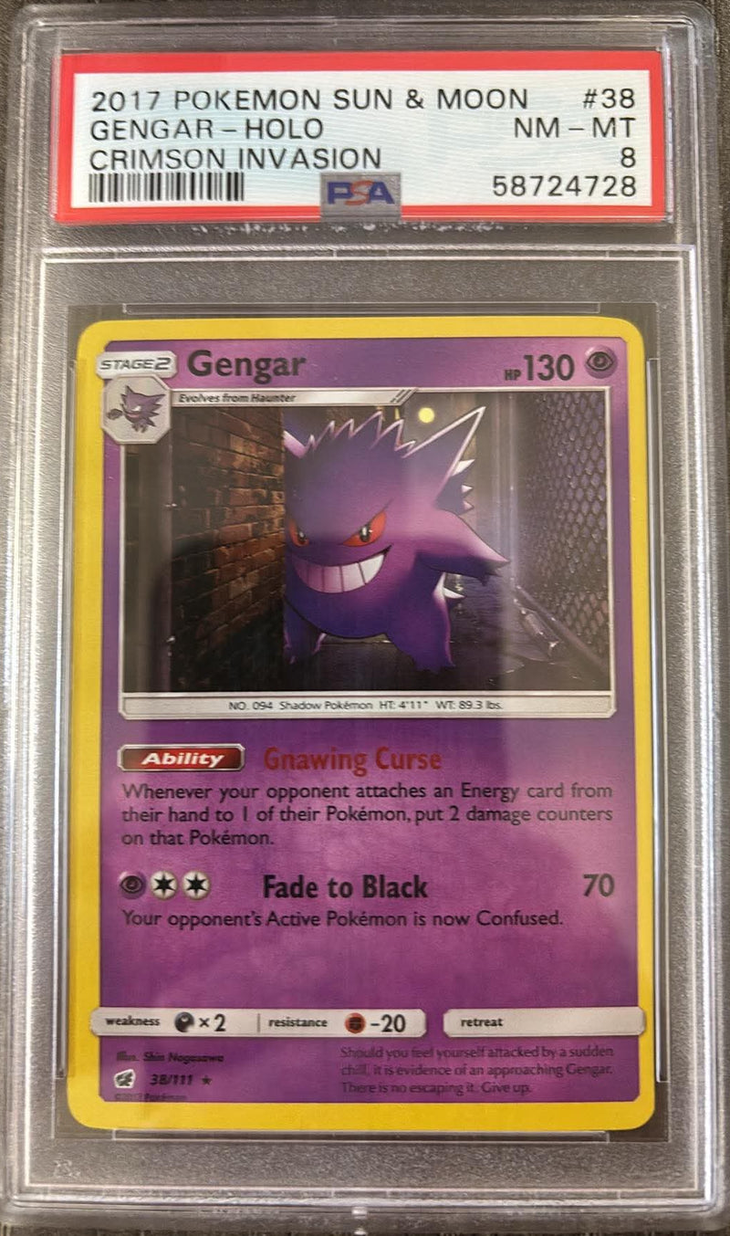Gengar 38/111 SM Crimson Invasion PSA 8 58724728