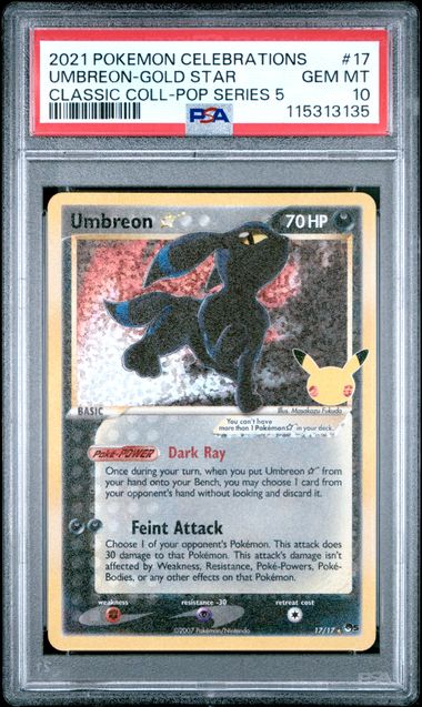 Umbreon Gold Star 17/17 Celebrations: Classic Coll. PSA 10 115313135