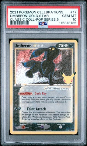Umbreon Gold Star 17/17 Celebrations: Classic Coll. PSA 10 115313135