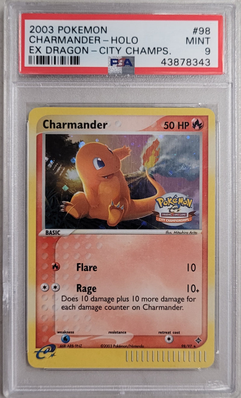 Charmander 98/97 EX Dragon City Championship PSA 9 43878343