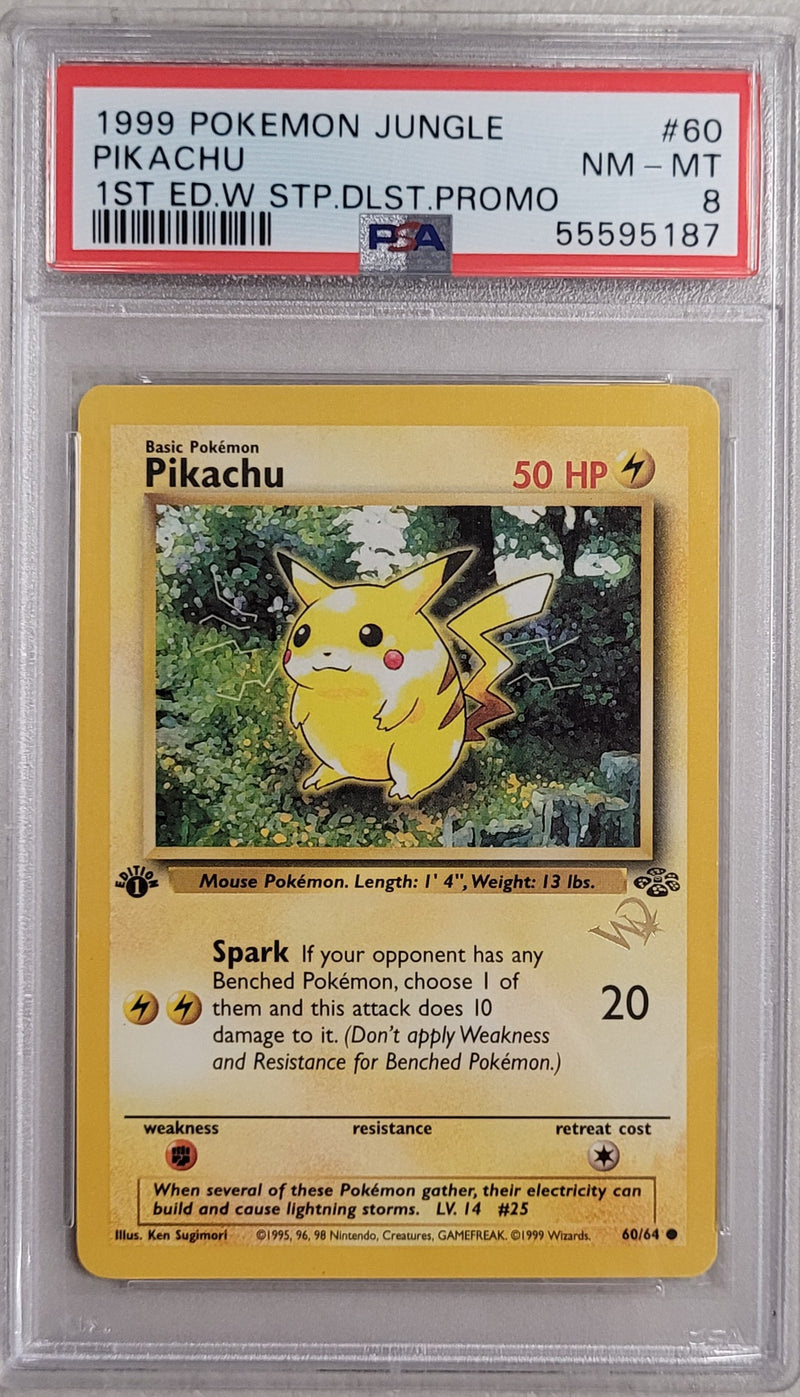 Pikachu 60/64 1st Edition W Stamp Promo PSA 8 55595187