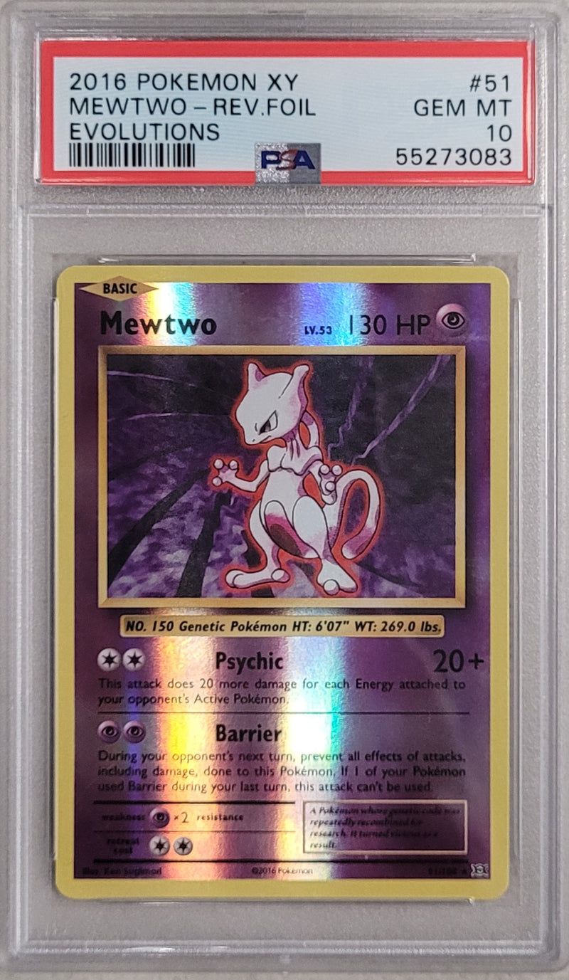 Mewtwo - Rev. Foil 51/108 Evolutions PSA 10 55273083