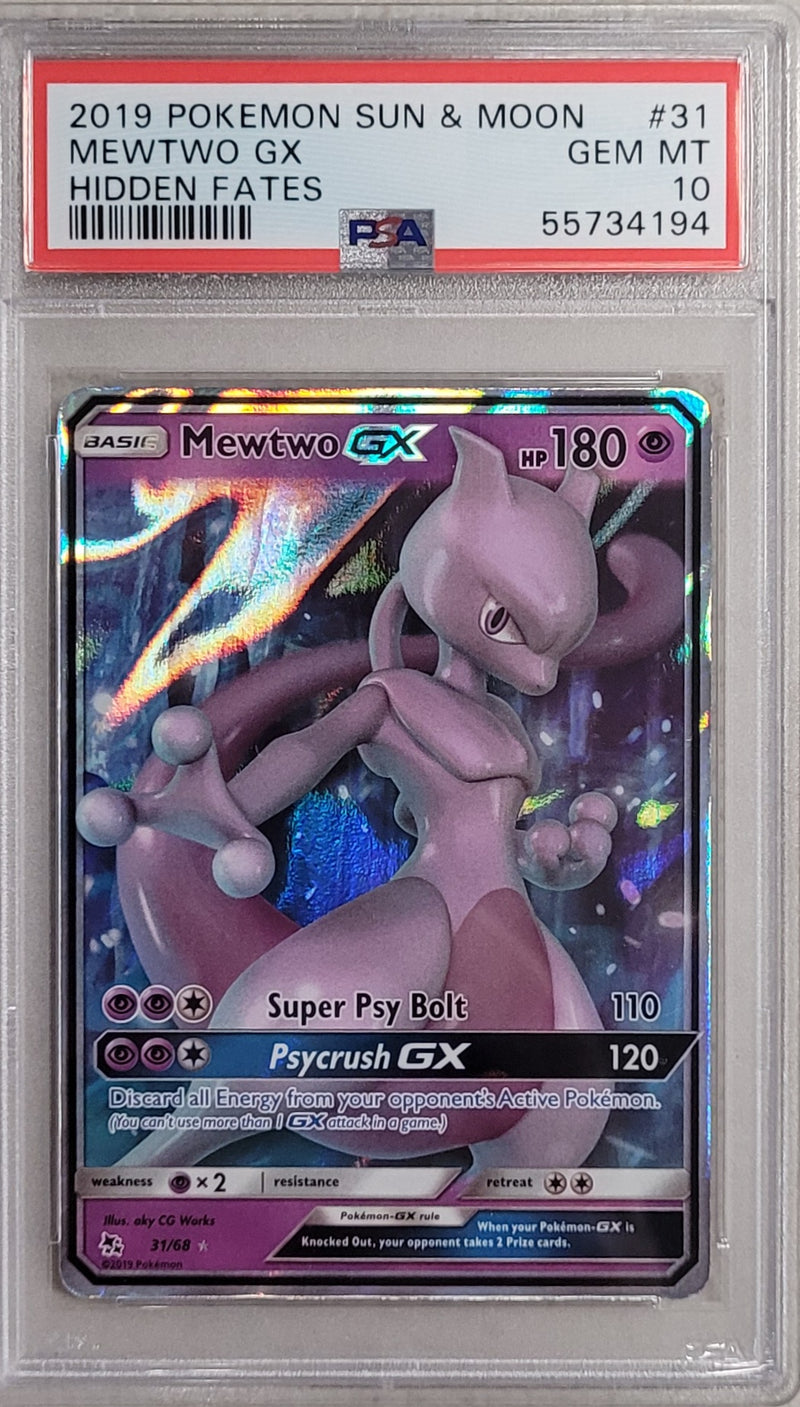 Mewtwo GX 31/68 Hidden Fates PSA 10 55734194