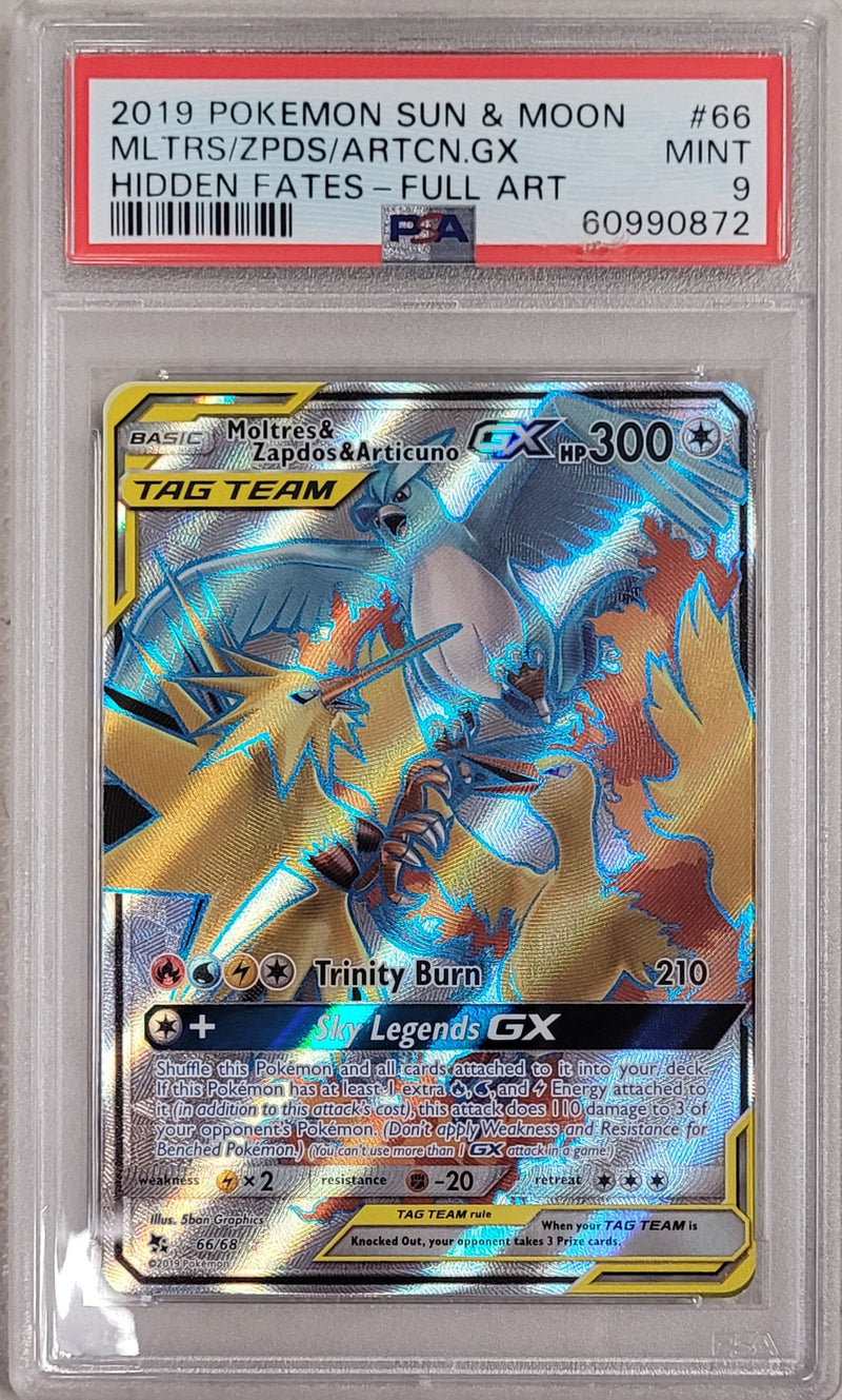 Moltres & Zapdos & Articuno GX 66/68 Hidden Fates PSA 9 60990872
