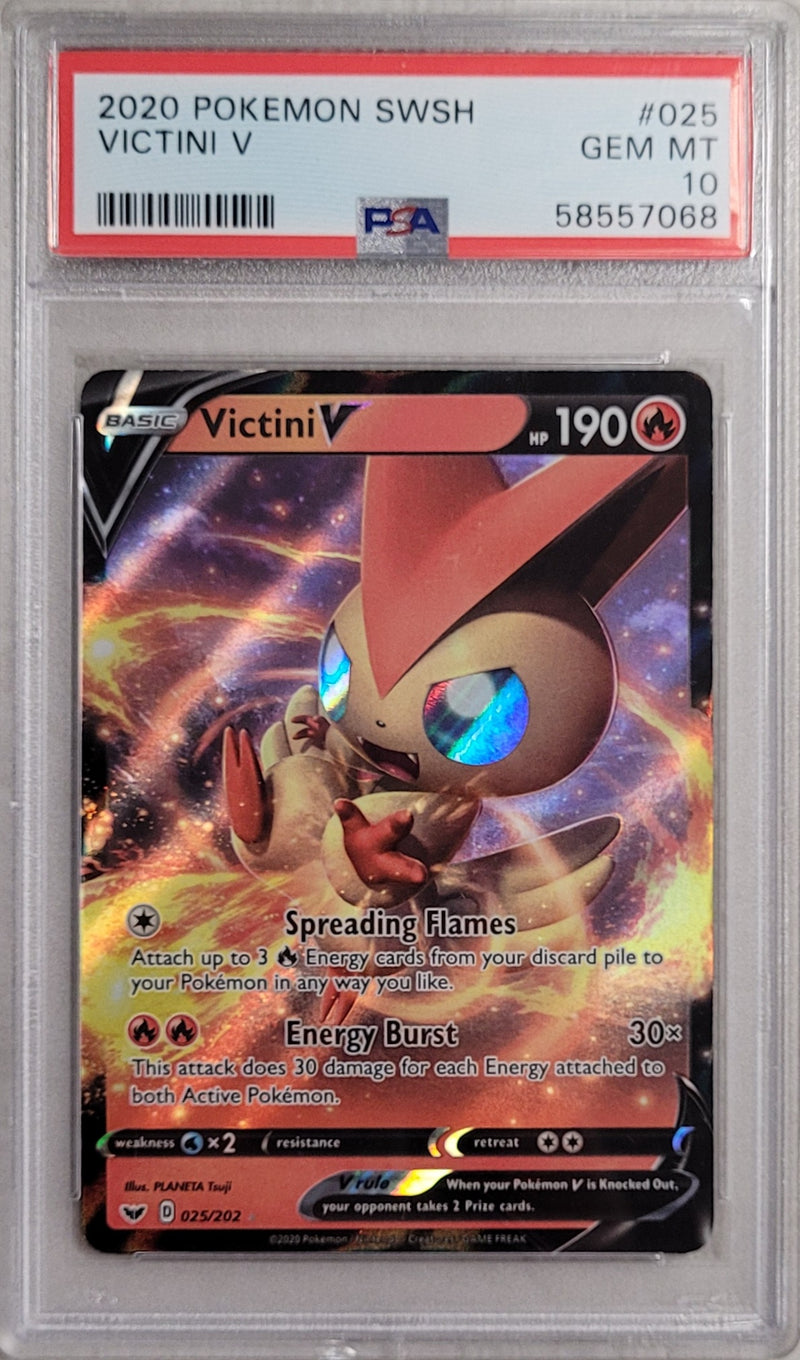 Victini V 025/202 Sword &n Shield Base Set PSA 10 58557068