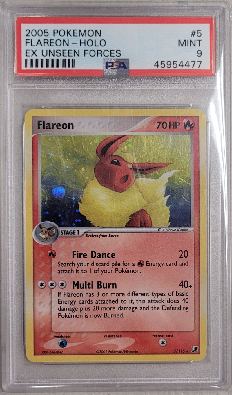 Flareon - Holo 5/115 EX Unseen Forces PSA 9 45954477