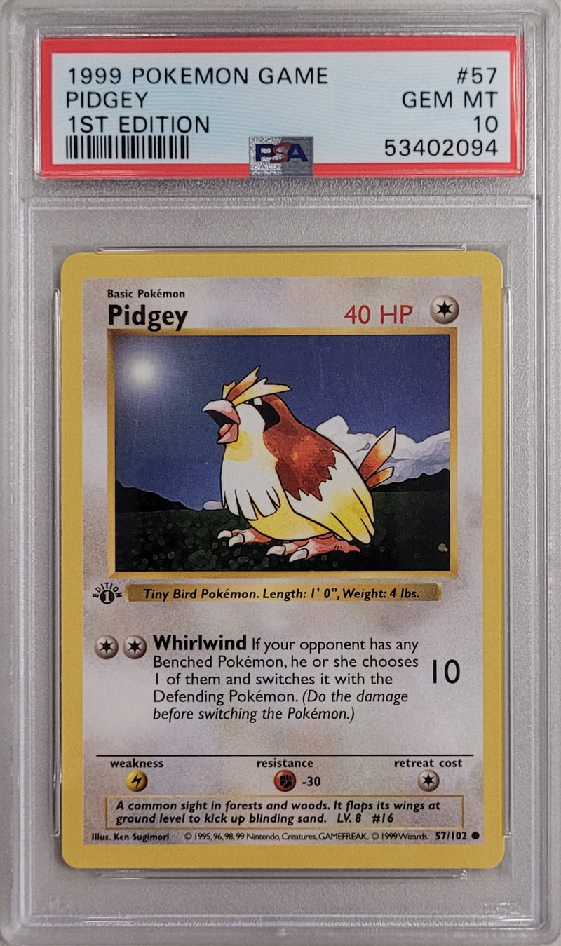 Pidgey 57/102 Base Set 1st Edition PSA 10 53402094