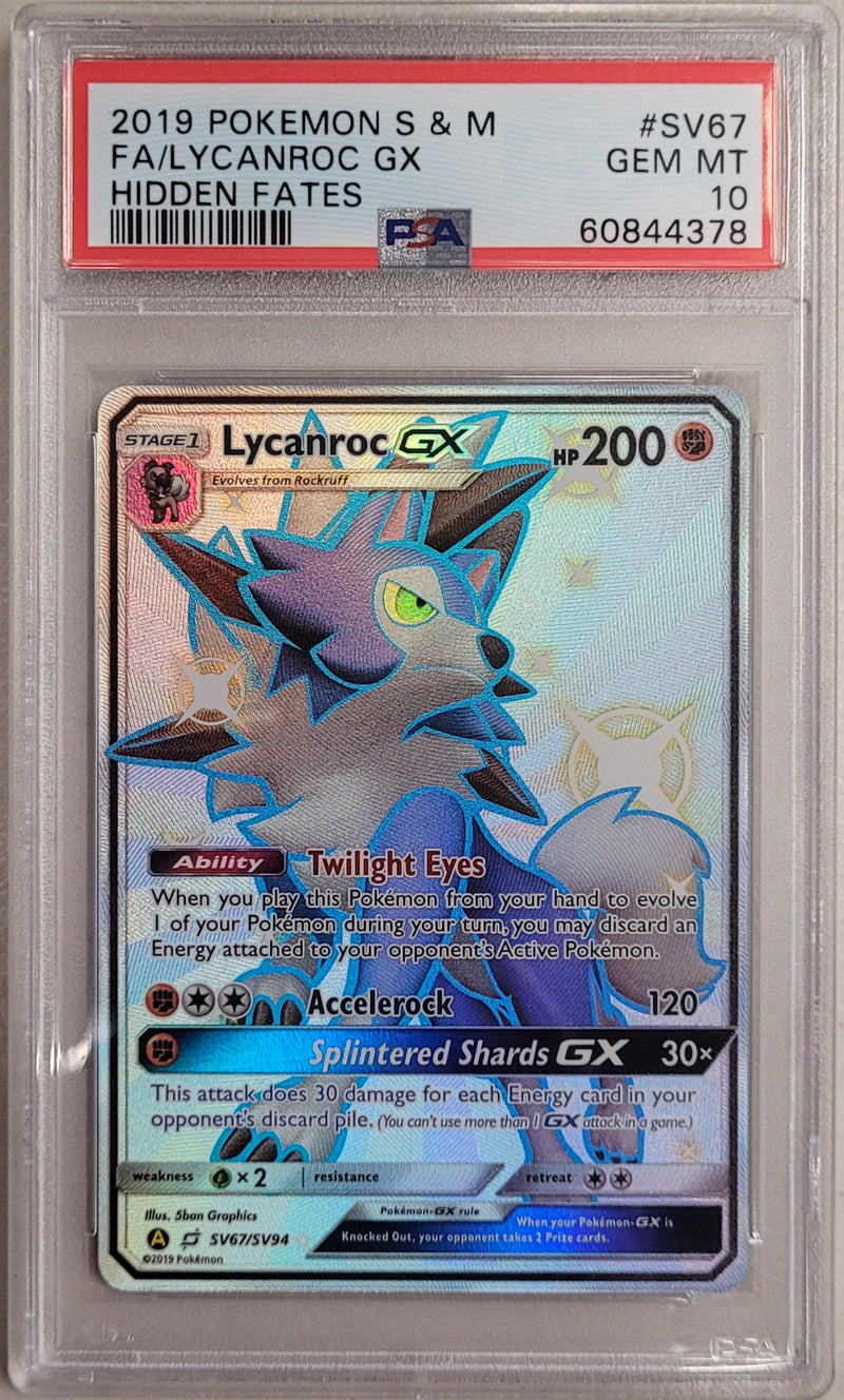 Lycanroc GX SV67/SV94 Hidden Fates PSA 10 60844378