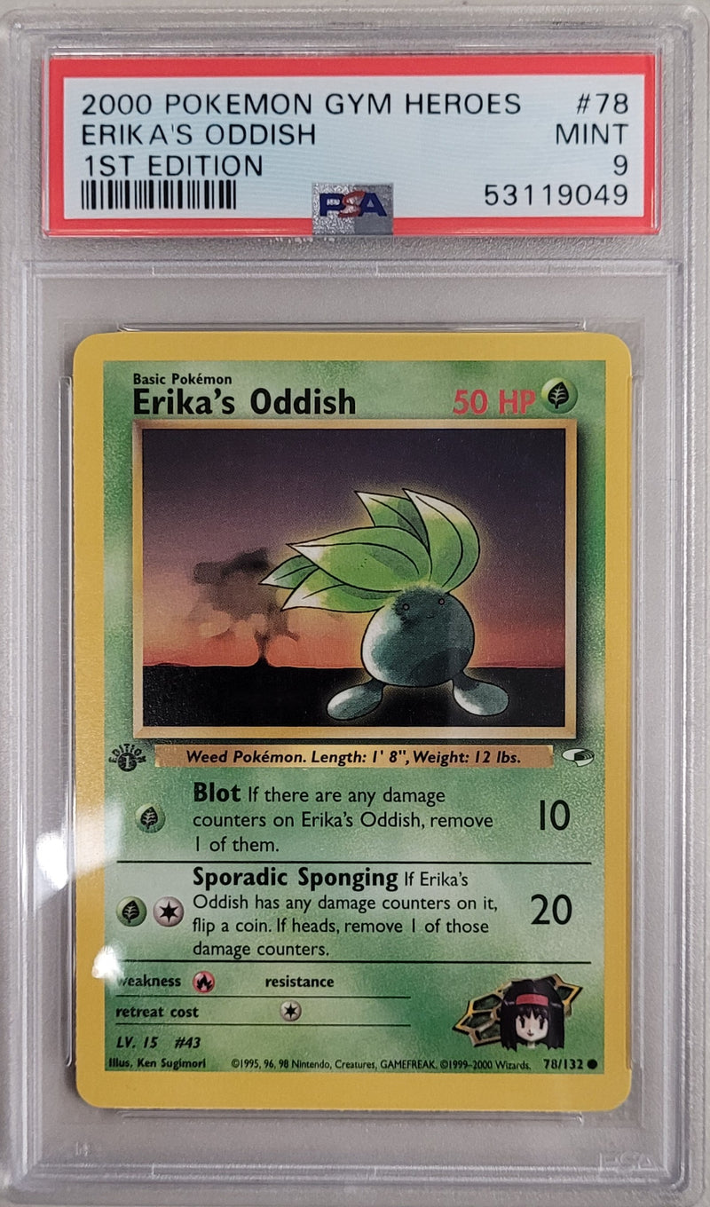 Erika's Oddish 78/132 Gym Heroes 1st Edition PSA 9 53119049
