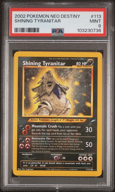 Shining Tyranitar 113/105 Neo Destiny PSA 9 103230736
