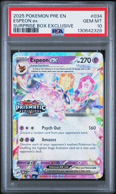 Espeon ex (Stamped) 034/131 Prismatic Evolutions PSA 10 130642328