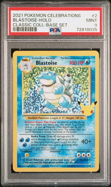 Blastoise 2/102 Celebrations Classic Collection PSA 9 72818035