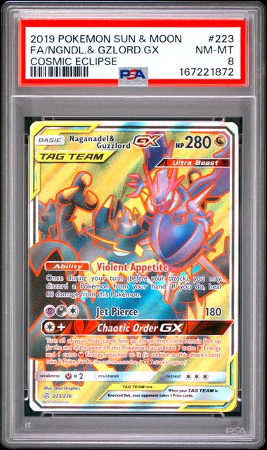 Naganadel & Guzzlord GX Cosmic Eclipse (223/236) PSA 8 167221872