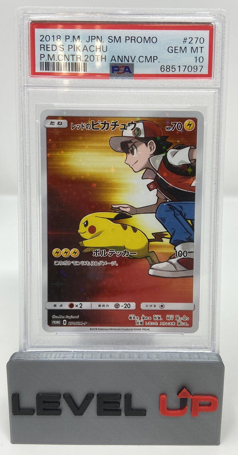 Red's Pikachu JPN 270/SM-P 20th Anniversary PSA 10 68517097