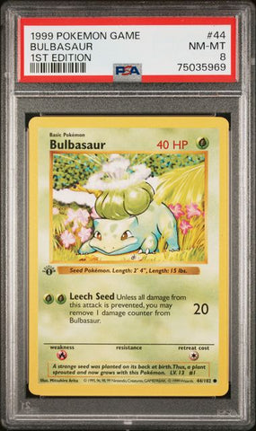 Bulbasaur 44/102 Base Set 1st Edition PSA 8 75035969
