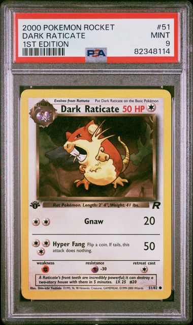 Dark Raticate 51/82 Team Rocket 1st Edition PSA 9 82348114