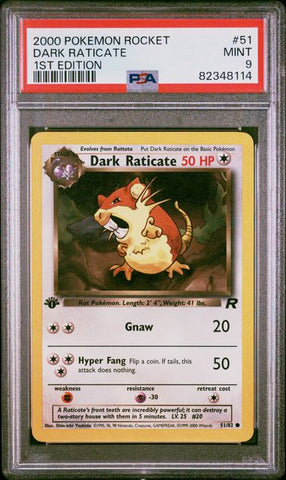 Dark Raticate 51/82 Team Rocket 1st Edition PSA 9 82348114