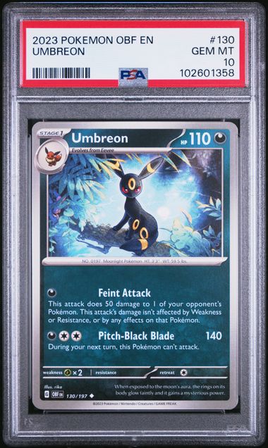 Umbreon 130/197 Obsidian Flames PSA 10 102601358