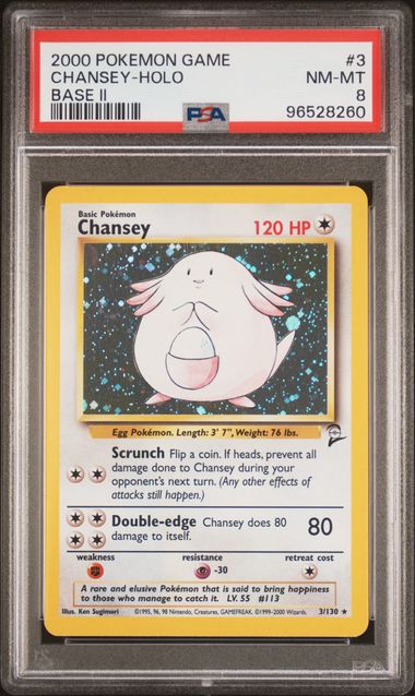 Chansey 3/130 Base Set 2 PSA 8 96528260