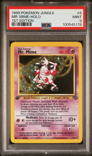 Mr. Mime - Holo 6/64 Jungle 1st Edition PSA 9 100545178