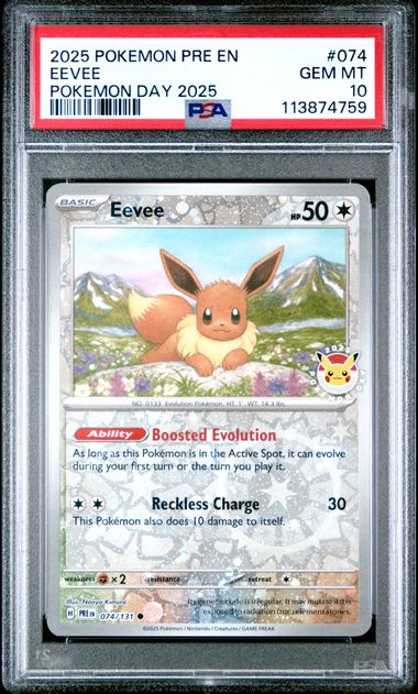 Eevee (Pokemon Day) 074/131 Prismatic Evolutions PSA 10 113874759