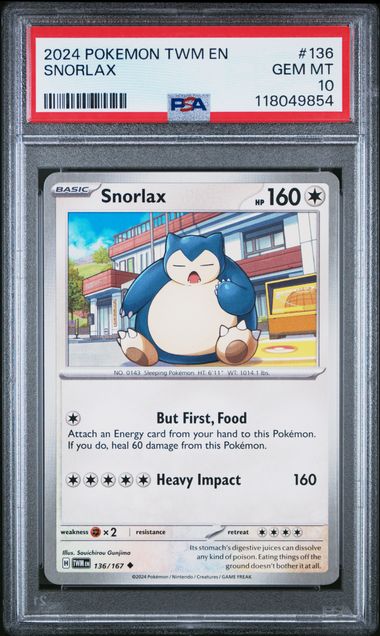 Snorlax 136/167 Twilight Masquerade PSA 10 118049854