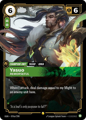 Yasuo - Remorseful (Alternate Art) 076a/298 RFTB1