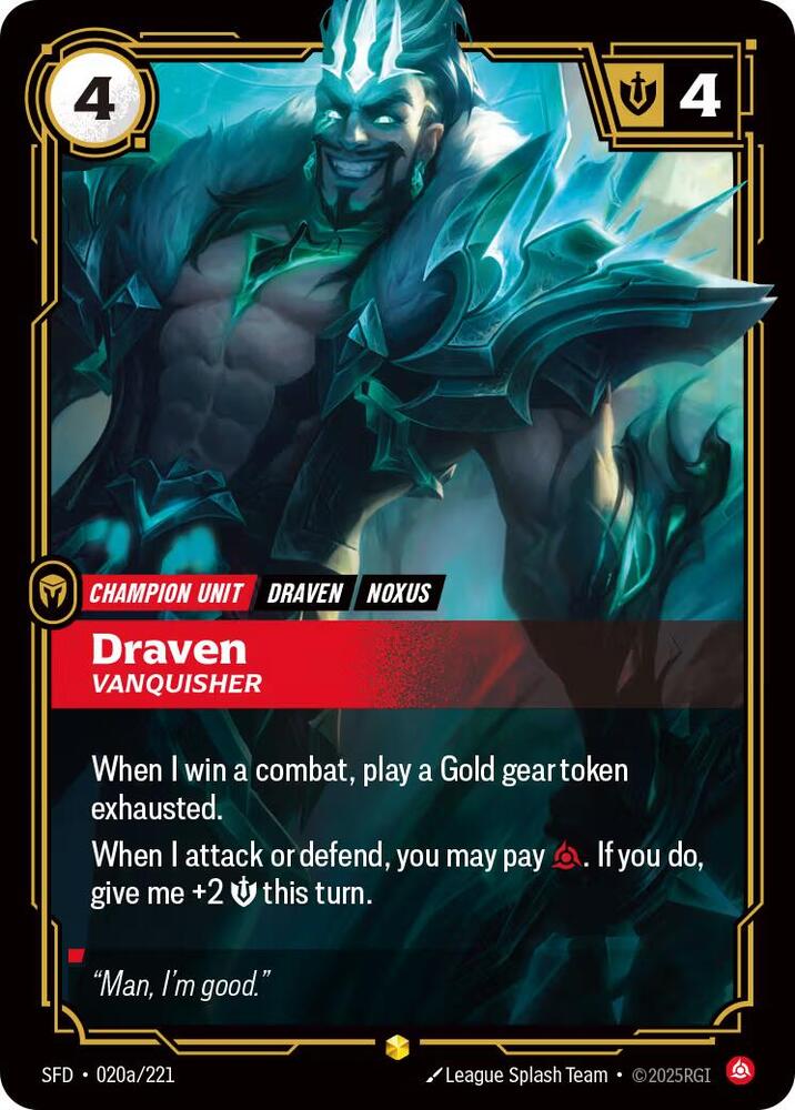 Draven - Vanquisher (Alternate Art) 020a/221 RFTB2