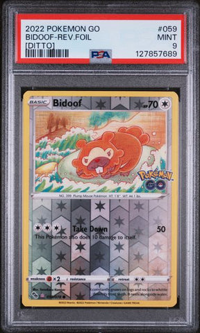 Bidoof (Ditto Sticker) - Rev. Foil 059/078 Pokemon GO PSA 9 127857689