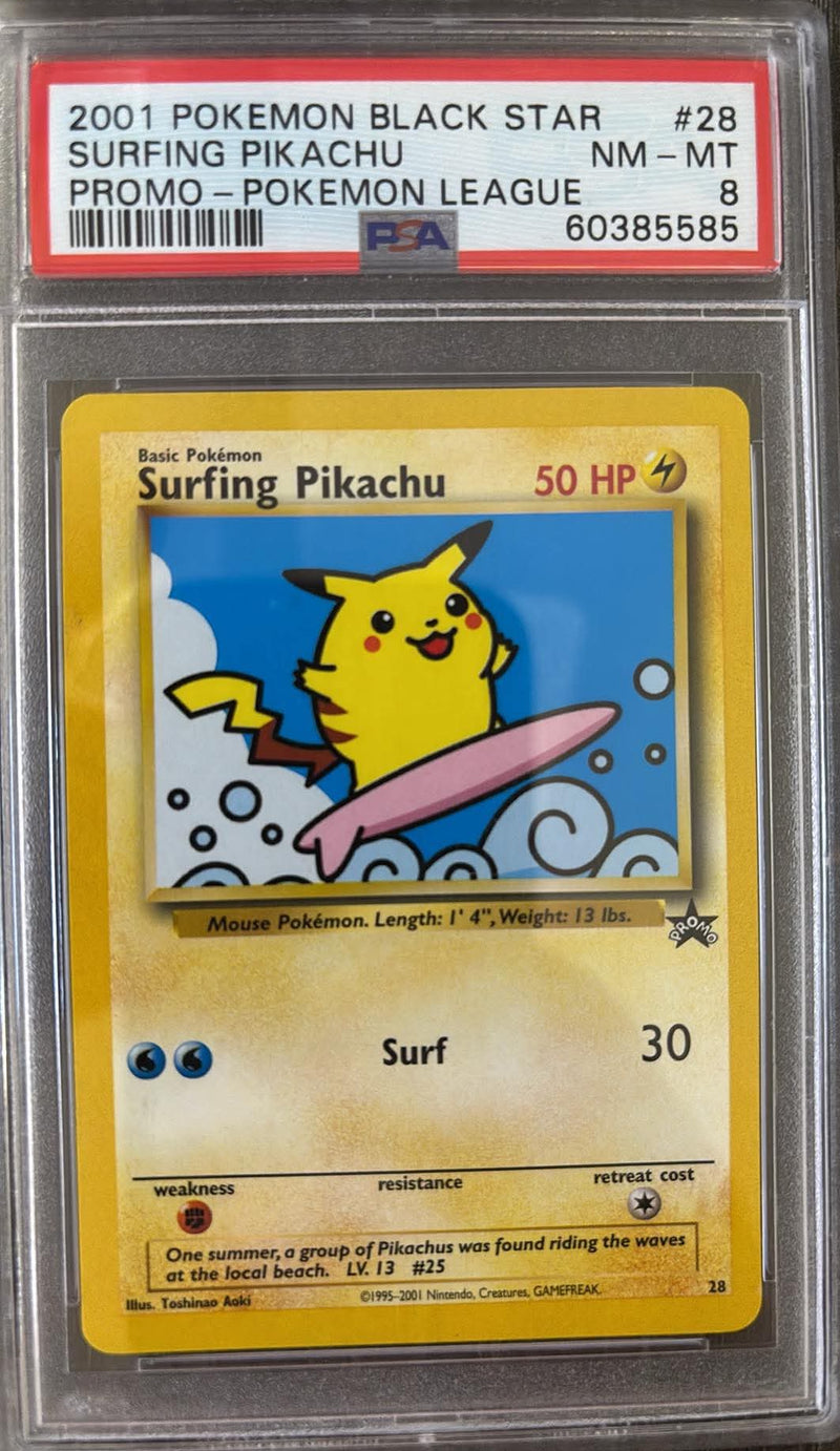 Surfing Pikachu 28 WOTC Black Star Promo League PSA 8 60385585