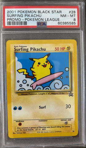 Surfing Pikachu 28 WOTC Black Star Promo League PSA 8 60385585