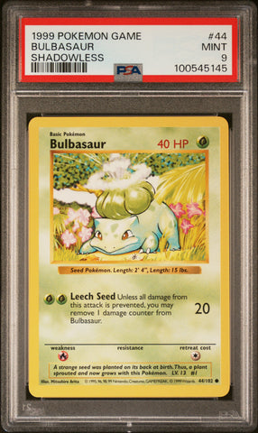 Bulbasaur 44/102 Shadowless Base Set PSA 10 100545145