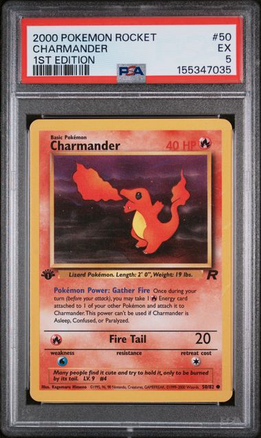 Charmander 50/82 Team Rocket 1st Edition PSA 5 155347035
