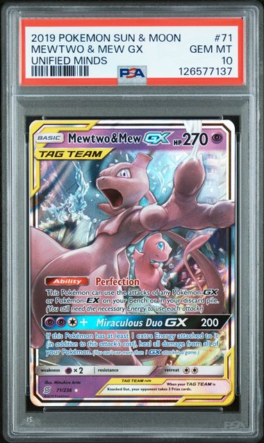 Mewtwo & Mew GX 71/236 Unified Minds PSA 10 126577137