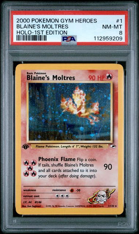 Blaine's Moltres - Holo 1/132 Gym Heroes 1st Edition PSA 8 112959209