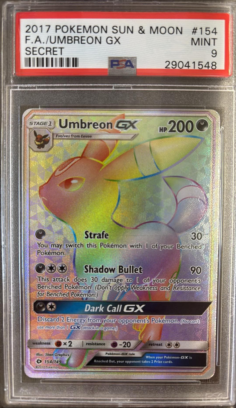 Umbreon GX 154/149 Sun & Moon Base Set Secret PSA 9 29041548