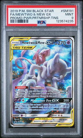 Mewtwo & Mew GX SM191 Black Star Promo PSA 9 123574235