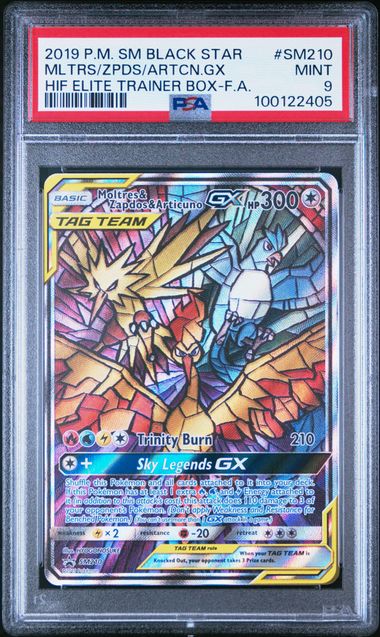 Moltres & Zapdos & Articuno GX SM210 Black Star Promo PSA 9 100122405