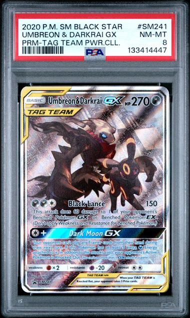 Umbreon & Darkrai GX SM241 SM Tag Team Powers Collection Promo PSA 8 133414447