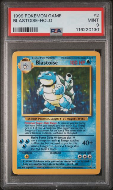 Blastoise - Holo 2/102 Base Set PSA 9 116220130