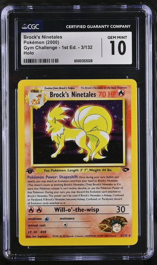 Brock's Ninetales 3/132 Gym Challenge 1st Edition CGC 10 6000352028