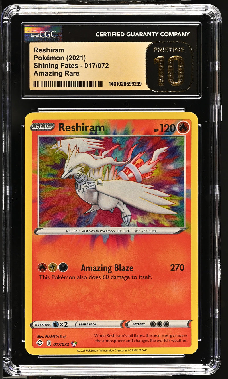 Reshiram 017/072 Shining Fates CGC 10 Pristine 1401028699239