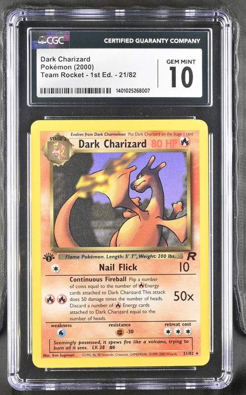 Dark Charizard 21/82 Team Rocket 1st Edition CGC 10 1401025268007
