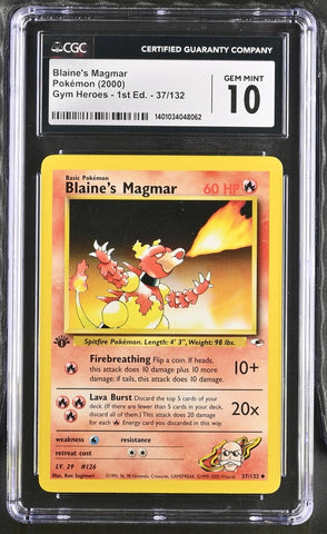 Blaine's Magmar 37/132 Gym Heroes 1st Edition CGC 10 1401034048062